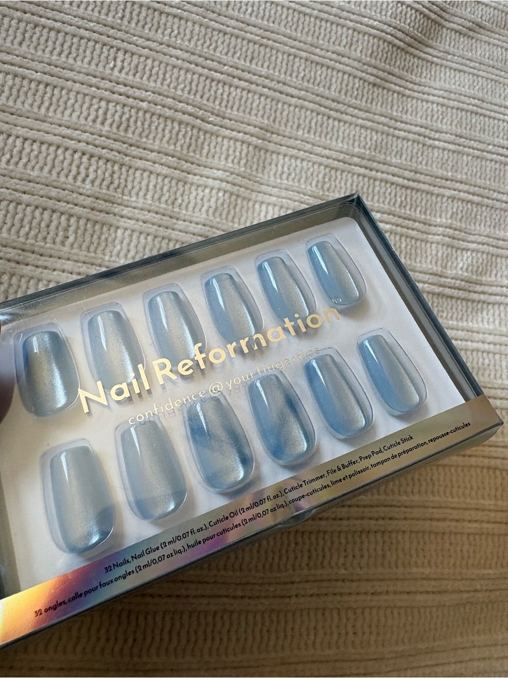 Nail Reformation Press-On Nails in Light Blue - 32-Count Short Coffin